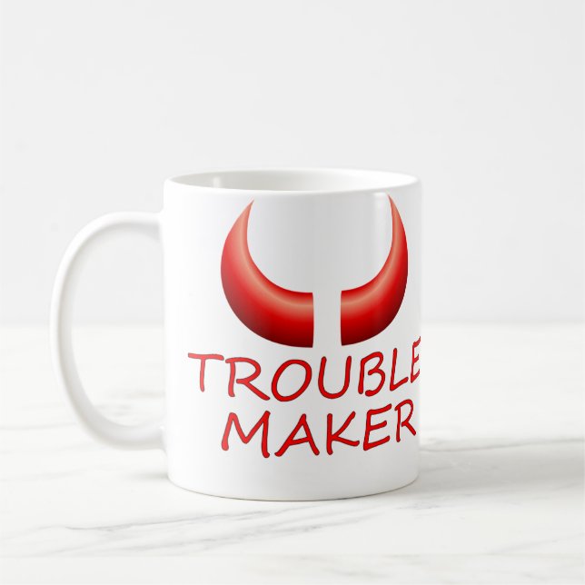 Problem-Hersteller u. Teufel-Horn-große Kaffeetasse (Links)