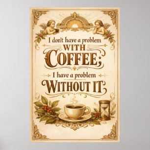 Problem Ohne Kaffee Vintage-Typografie-Kunst Poster