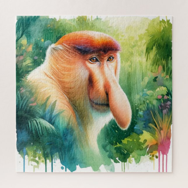 Proboscis Monkey in Watercolors REF39 - Watercolor (Vertikal)