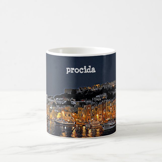 PROCIDA - Marina Grande - Panorama bei Nacht - Kaffeetasse (Mittel)