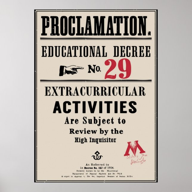 Proclamation Educational Decree No29 Poster (Vorne)