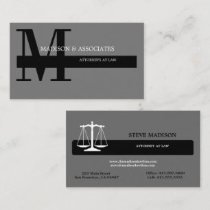 Procureur à Law Cartes de visite noir et gris