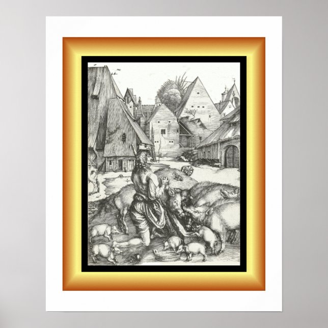 Prodigal Son ~ Gravur 1497 von Albrecht Dürer ~ Poster (Vorne)