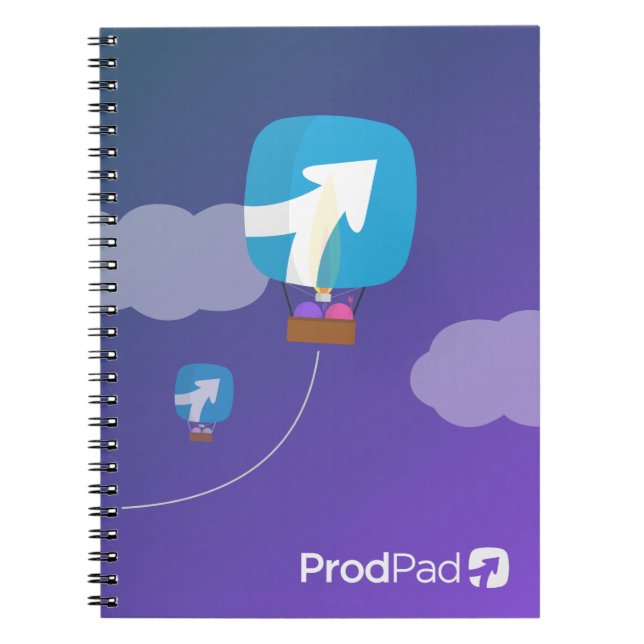 ProdPad "oben, herauf und weg" Notizbuch Notizblock (Vorderseite)