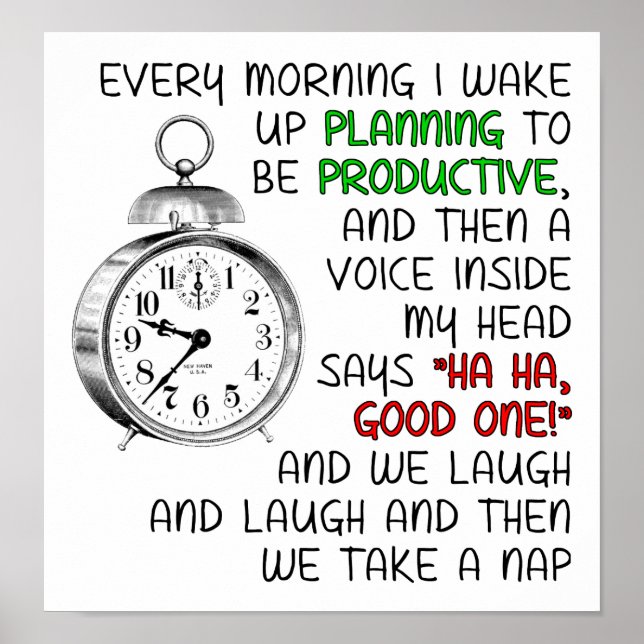 Productivité Nap Funny Poster (Devant)
