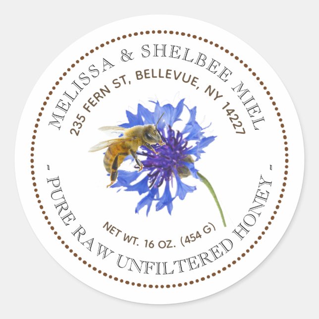 Produit de miel modifiable Étiquette d'abeille à f (Devant)
