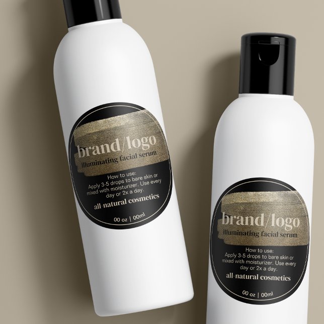 Produit moderne Faux Gold Brush Stroke Étiquette (Créateur téléchargé)