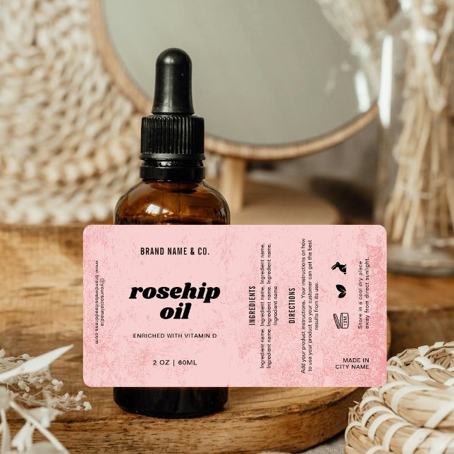 Produkt Anpassbar Rosa Rustikales Label (Von Creator hochgeladen)