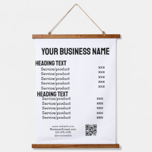Produkte für Unternehmensdienstleistungen - Menü Wandteppich Mit Holzrahmen