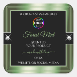 Produktkennzeichnung für das Deluxe Black Shiny Fo Quadratischer Aufkleber