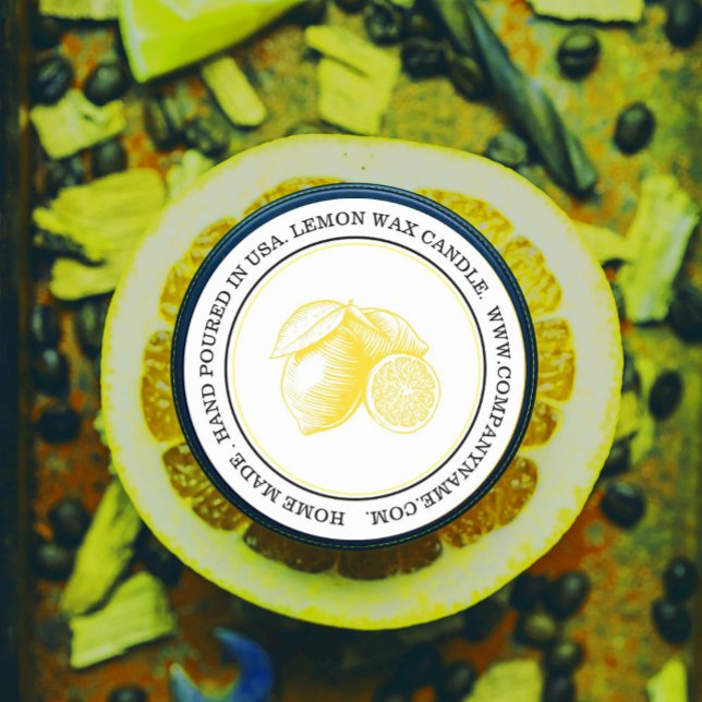 Produktkennzeichnung für Wasserfarben Runder Aufkleber (#zazzlemade #lemon #weddingfavor #lemonlabel, #lemoncello)