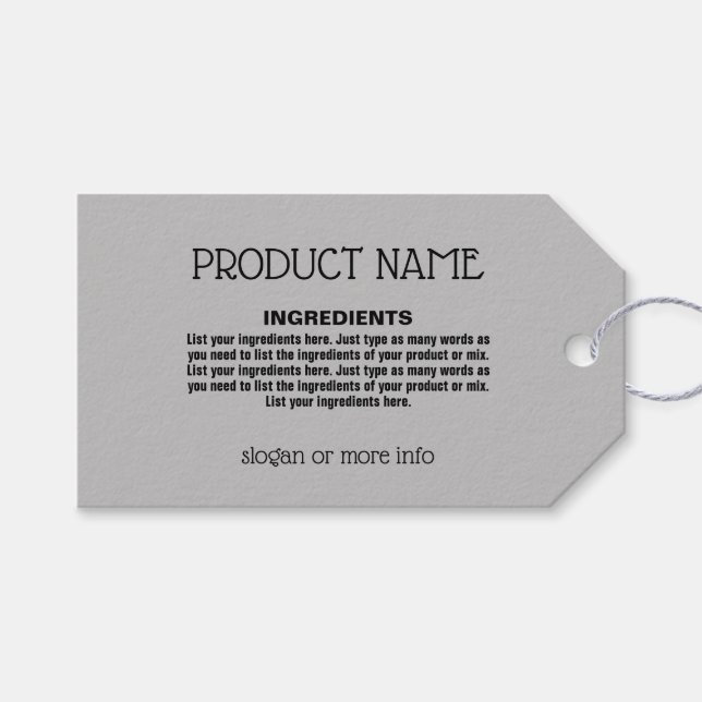 Produktkennzeichnung mit Inhaltsstoffen Geschenkanhänger (Vorderseite (Horizontal))