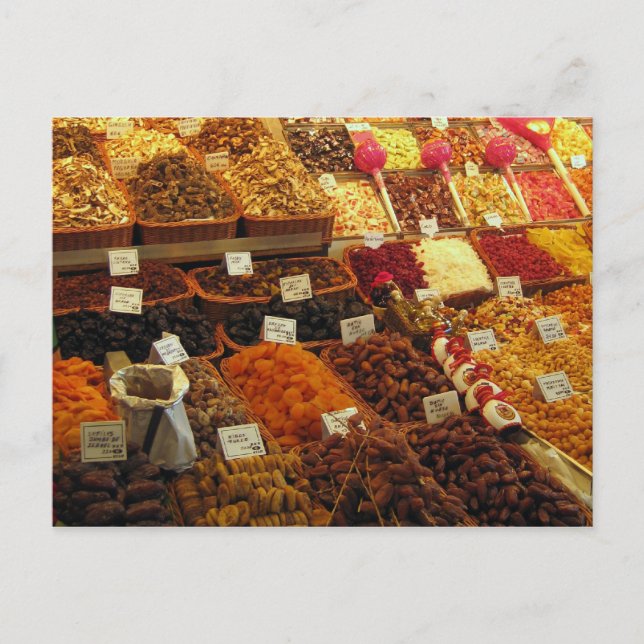 Produzent, Boqueria Markt, Barcelona, Spanien Postkarte (Vorderseite)
