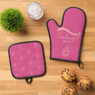 Profesionell,Goldener Schneebesen,Cupcake,Kochend Ofenhandschuh & Topflappen-Set