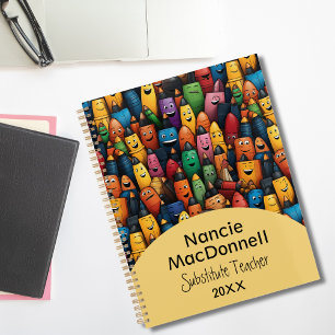 Professeur coloré amusant Motif de stylo de tutori
