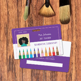 Professeur d'art au crayon de couleur Badge horizo