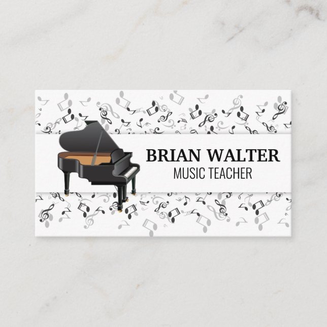 Professeur de musique | Logo de piano | Carte de v (Devant)