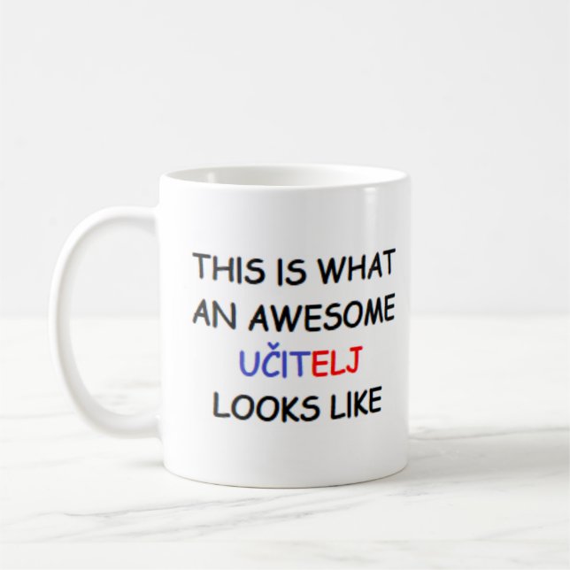 professeur slovenien ucitelj, énorme tasse de café (Gauche)