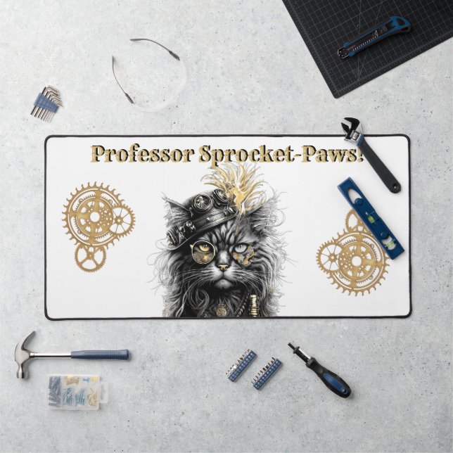 Professeur Sproket-Paws Le Chat Steampunk Funky  (Poste de travail)