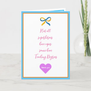 Professeur Super Hero Carte de remerciements