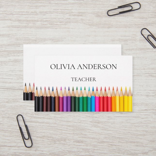 Professeur | Tutor Cartes de visite blancs (Devant/Arrière en situation)