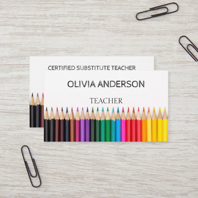 Professeur | Tutor Cartes de visite blancs (Devant/Arrière en situation)