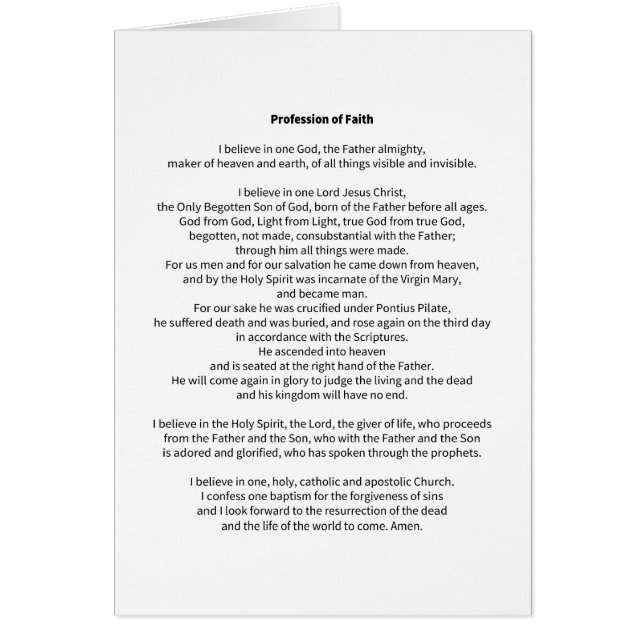 Profession de la foi (Devant)