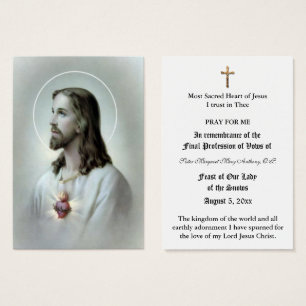 PROFESSION NUN CATHOLIQUE DE VOWS CARTE SAINTE