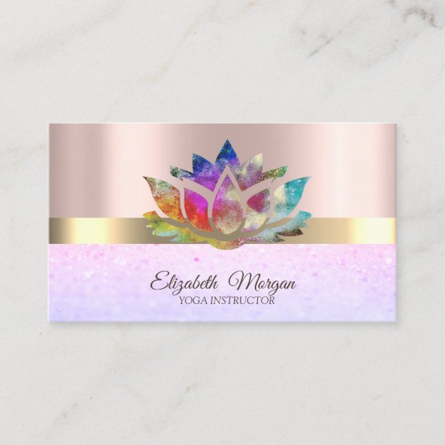 Professiona Elegante Lotus Rose Gold Bokeh Visitenkarte (Vorderseite)