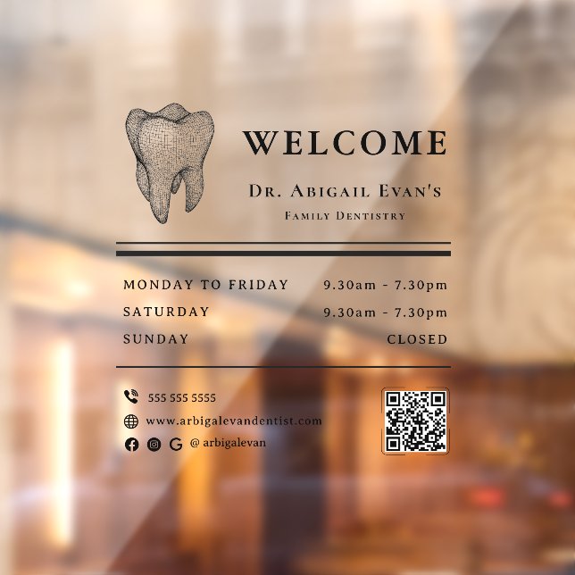 Professional 3D Tooth Icon Dentist Opening Hours Fensteraufkleber (Blatt 2)