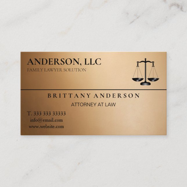 Professional Attorney at Law Black Scale Visitenkarte (Vorderseite)