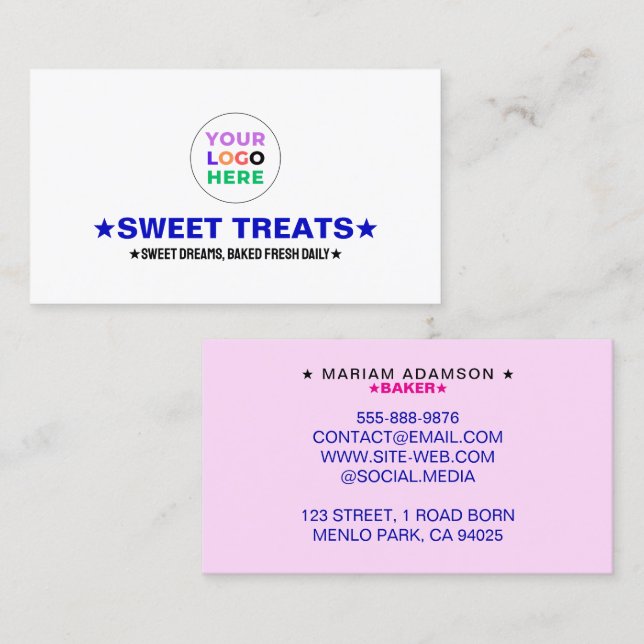 Professional Bakery Logo Company & Brand Slogan Visitenkarte (Vorne/Hinten)