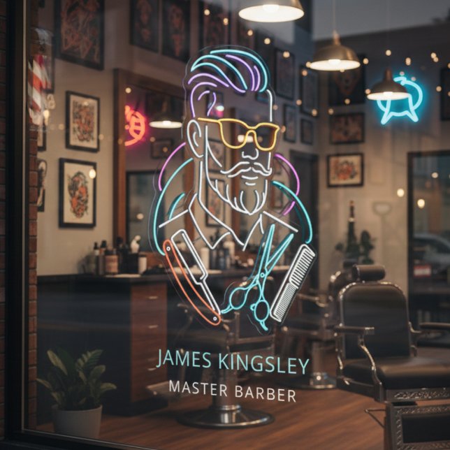 Professional Barber Haircut Shave Grooming Stylish Fensteraufkleber (Von Creator hochgeladen)