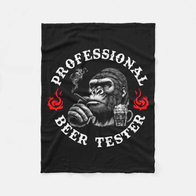 Professional Beer Tester Funny Drinking Monkey Quo Fleecedecke (Vorderseite)