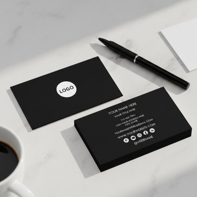 Professional Black Circle Logo Modern Visitenkarte (Professional Black Circle Logo Modern Business Card Template)