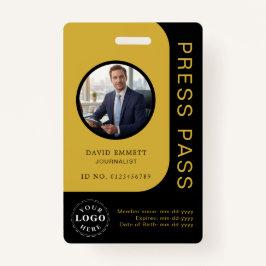 Professional Black Gold Media Press Pass ID Badge Ausweis