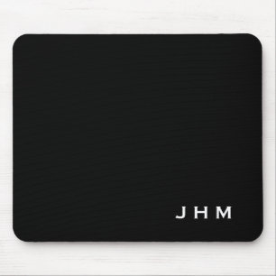 Professional Black & White Monogram Initials Mousepad