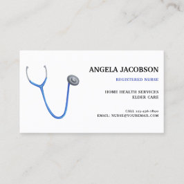 Professional Blue Stethoscope Nurse Business Card Visitenkarte