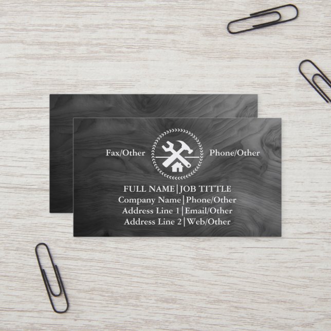 Professional Builder Carpenter Tools Woodworking Visitenkarte (Vorderseite/Rückseite Beispiel)