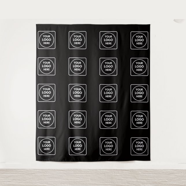 Professional Business Logo Black Promotional Wall Wandteppich (Vorderseite)
