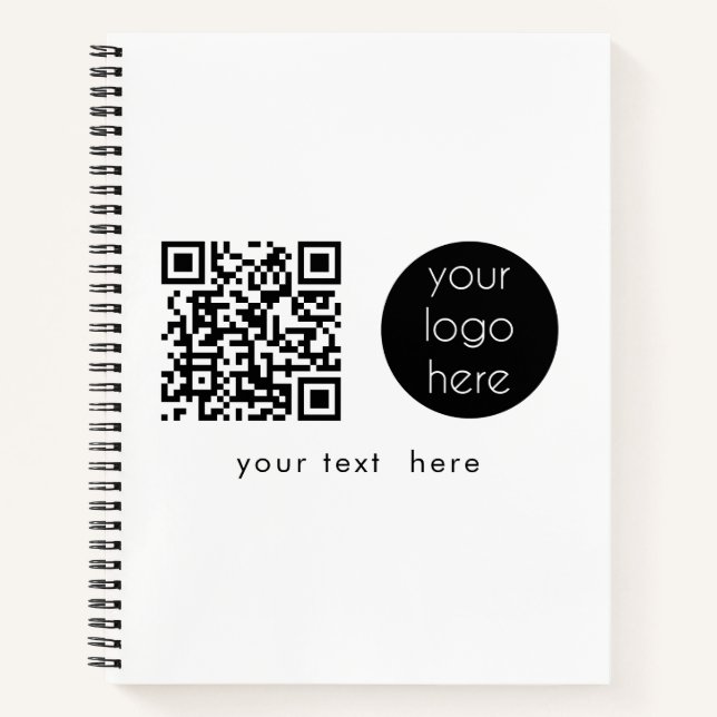 Professional Business Logo QR Code & Text  Notizbuch (Vorderseite)