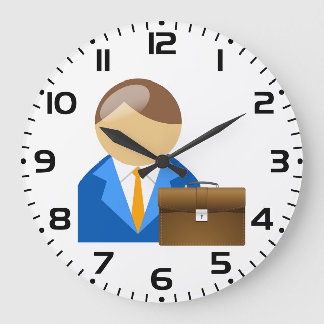 Professional Businessman Icon with Briefcase Große Wanduhr (Vorderseite)