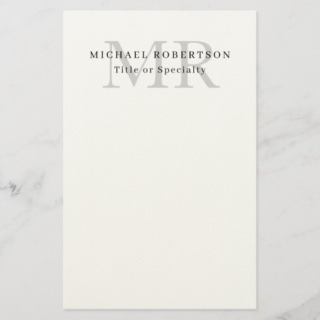Professional Classical Monogram Minimalist Plain Briefpapier (Vorderseite)