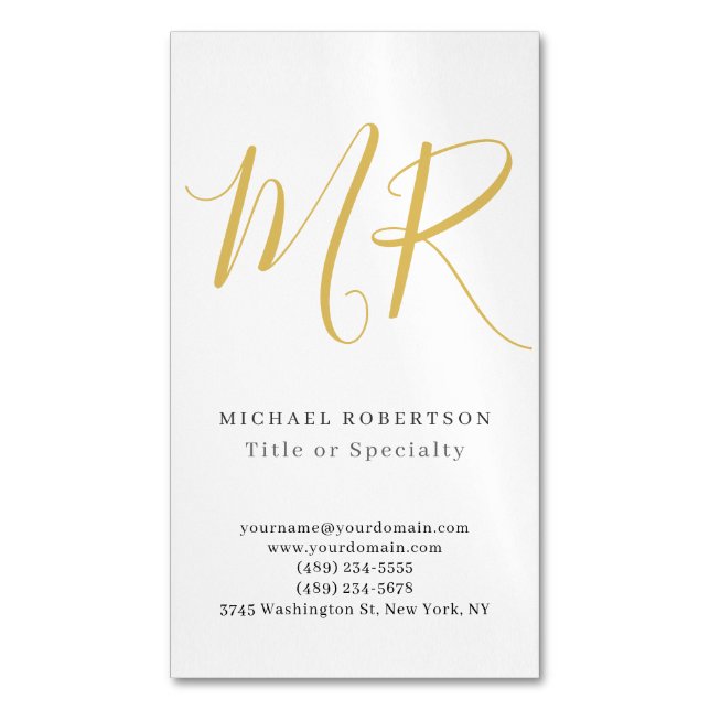 Professional Classical Monogram Minimalist Plain Magnetische Visitenkarte (Vorderseite Vertikal)