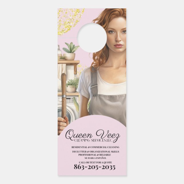 Professional Cleaning Services Pink Girly Türanhänger (Vorderseite)