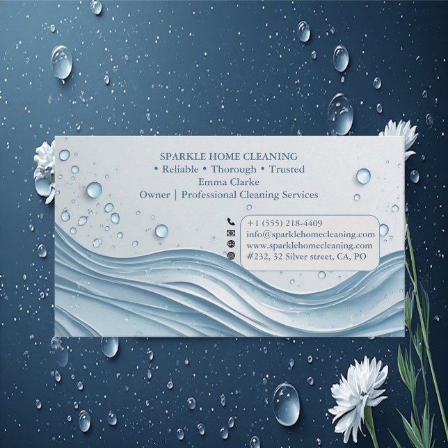 Professional Cleaning Services Soft Blue Accent  Visitenkarte (Professional Cleaning Services Soft Blue Accent Business Card)