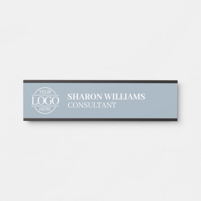 Professional Custom Business Logo Job Dusty Blue Türschild (Vorderseite )