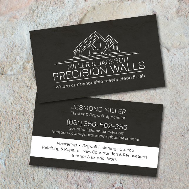 Professional Drywall Plastering Line Art  Visitenkarte (Von Creator hochgeladen)