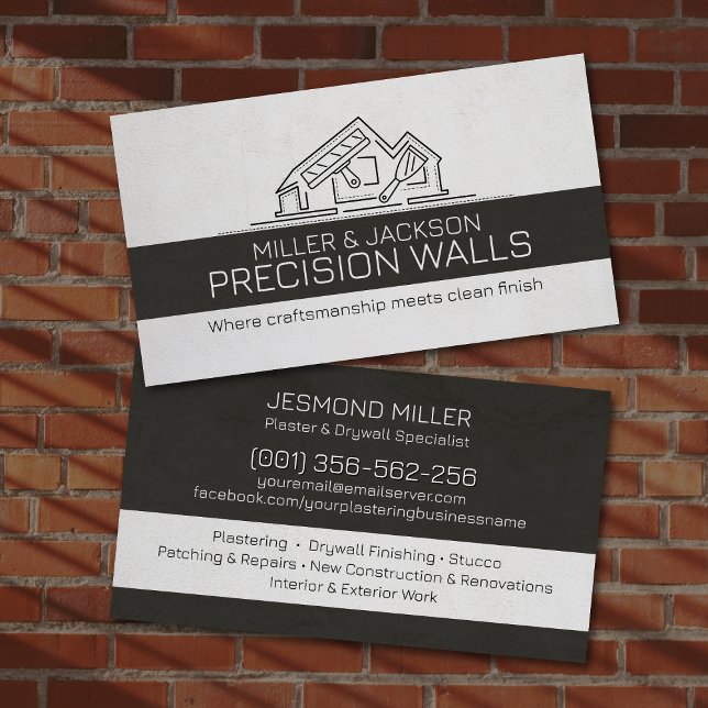 Professional Drywall Plastering Line Art  Visitenkarte (Von Creator hochgeladen)