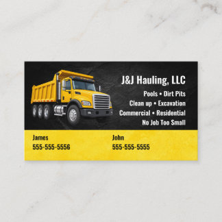 Professional Dump Truck Driver Business Card Visitenkarte